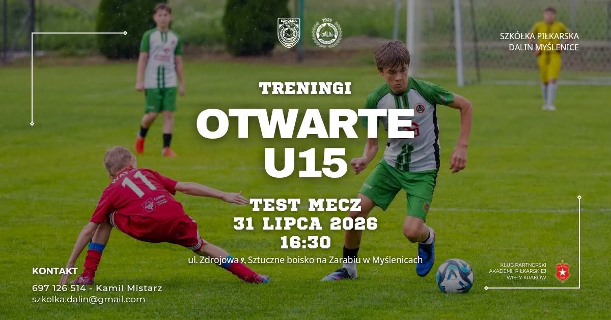 Dołącz do U15. Treningi otwarte w Szkółce Piłkarskiej Dalin